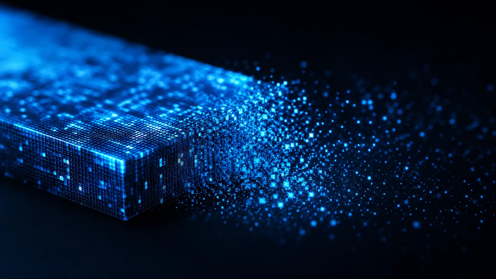 Macro close-up of a heavy image breaking into light particles